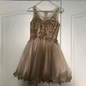 Gold sequined cocktail dress